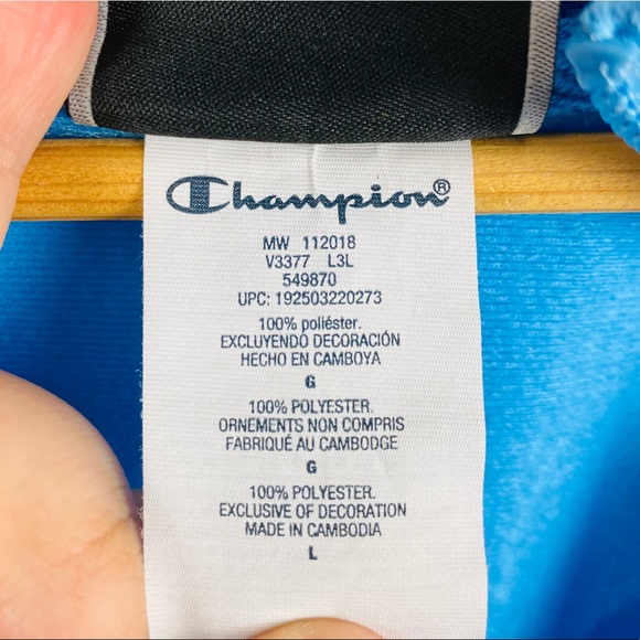 Champion Big C Life Embroidered Long Sleeve Zip Up Varsity Track Jacket Blue - Picture 16 of 16